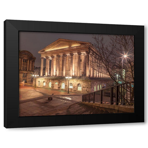 Famous Chamberlain square during night, Birmingham, UK Black Modern Wood Framed Art Print by Frank, Assaf
