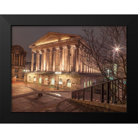 Famous Chamberlain square during night, Birmingham, UK Black Modern Wood Framed Art Print by Frank, Assaf