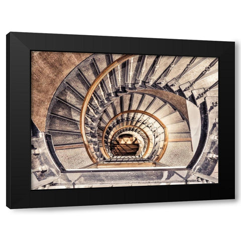 Spiral staircase from above in a building-Birmingham-UK Black Modern Wood Framed Art Print with Double Matting by Frank, Assaf