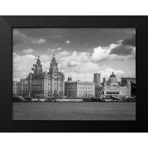 Liverpool city skyline across the River Mersey, UK, FTBR-1870 Black Modern Wood Framed Art Print by Frank, Assaf