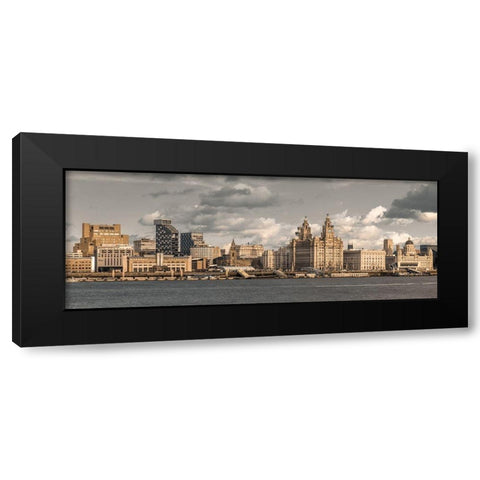 Liverpool skyline across the River Mersey, UK Black Modern Wood Framed Art Print with Double Matting by Frank, Assaf