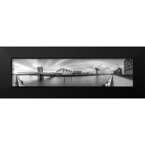 View along the river Clyde, Glasgow, FTBR-1814 Black Modern Wood Framed Art Print by Frank, Assaf