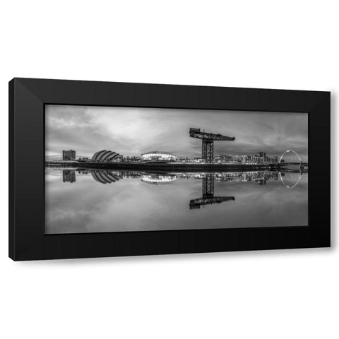 View along the river Clyde at night, Glasgow Black Modern Wood Framed Art Print with Double Matting by Frank, Assaf