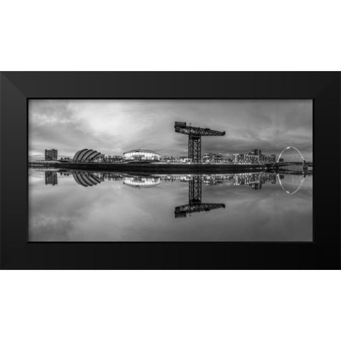 View along the river Clyde at night, Glasgow Black Modern Wood Framed Art Print by Frank, Assaf