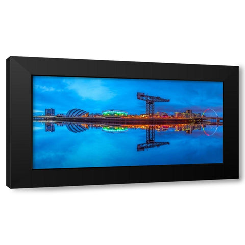 View along the river Clyde at night, Glasgow Black Modern Wood Framed Art Print with Double Matting by Frank, Assaf