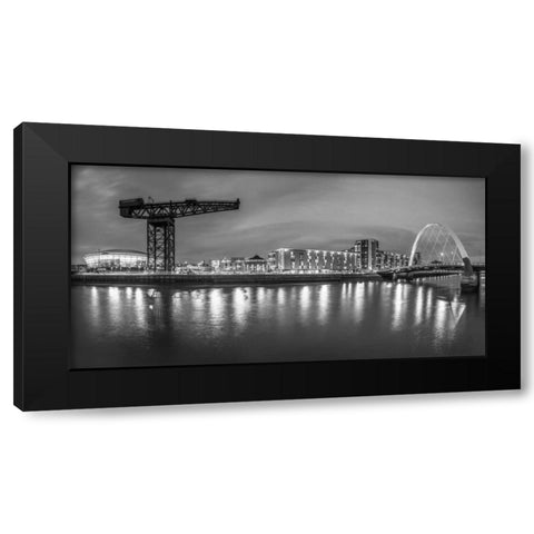 View along the river Clyde at night, Glasgow Black Modern Wood Framed Art Print with Double Matting by Frank, Assaf