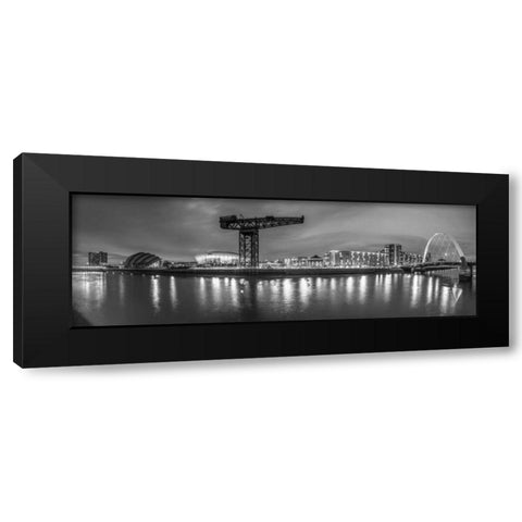 View along the river Clyde at night, Glasgow Black Modern Wood Framed Art Print with Double Matting by Frank, Assaf
