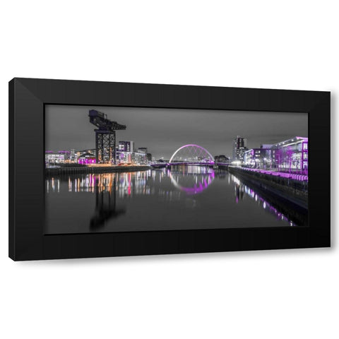 View along the river Clyde at night, Glasgow Black Modern Wood Framed Art Print with Double Matting by Frank, Assaf