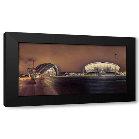Evening view of Clyde Auditorium and SSE Hydro in Glasgow, FTBR-1904 Black Modern Wood Framed Art Print with Double Matting by Frank, Assaf