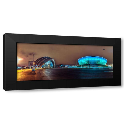 Evening view of Clyde Auditorium and SSE Hydro in Glasgow, FTBR-1903 Black Modern Wood Framed Art Print with Double Matting by Frank, Assaf