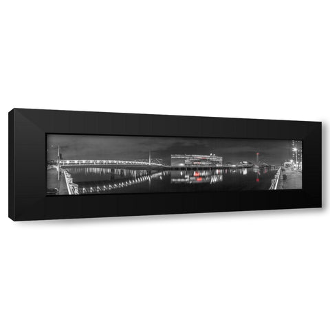 View along the river Clyde at night, Glasgow Black Modern Wood Framed Art Print by Frank, Assaf