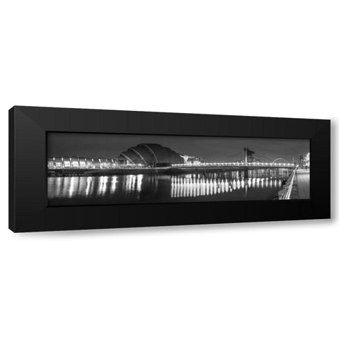 View along the river Clyde at night, Glasgow, FTBR-1808 Black Modern Wood Framed Art Print with Double Matting by Frank, Assaf