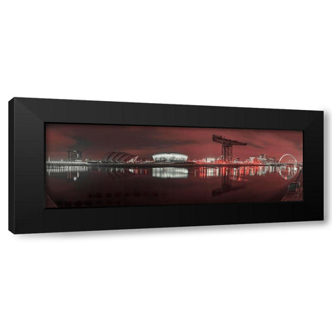 View along the river Clyde at night-Glasgow Black Modern Wood Framed Art Print with Double Matting by Frank, Assaf