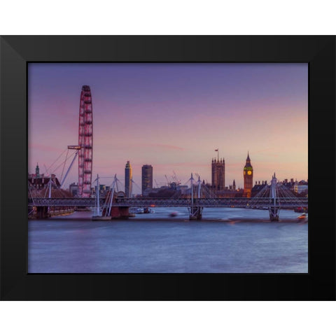 London cityscape over river Thames Black Modern Wood Framed Art Print by Frank, Assaf