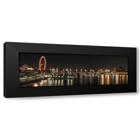 London cityscape over river Thames Black Modern Wood Framed Art Print with Double Matting by Frank, Assaf