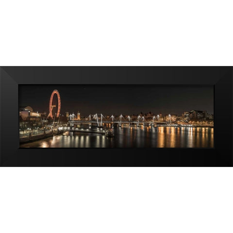 London cityscape over river Thames Black Modern Wood Framed Art Print by Frank, Assaf
