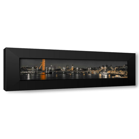 Panoramic view of London skyline over River Thames Black Modern Wood Framed Art Print with Double Matting by Frank, Assaf