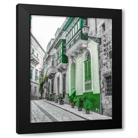 Traditional maltese houses in Birgu, Malta Black Modern Wood Framed Art Print by Frank, Assaf