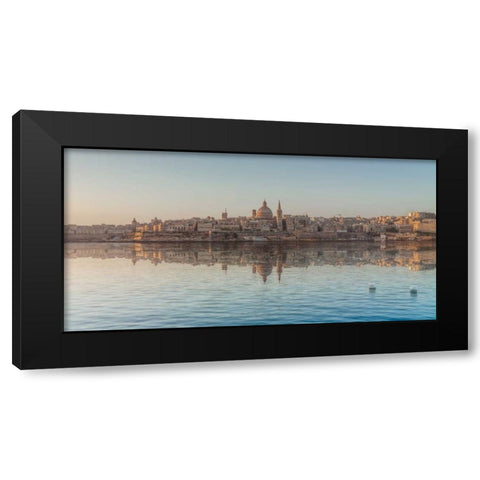 The harbour and St. Pauls Anglican Cathedral at Valletta, Malta Black Modern Wood Framed Art Print with Double Matting by Frank, Assaf