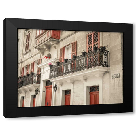 Traditional Maltese house with balcony, Mdina, Malta Black Modern Wood Framed Art Print with Double Matting by Frank, Assaf