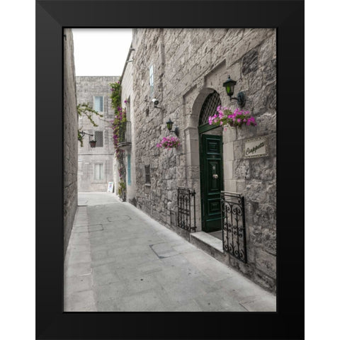 Traditional houses on narrow lanes of Mdina, Malta Black Modern Wood Framed Art Print by Frank, Assaf