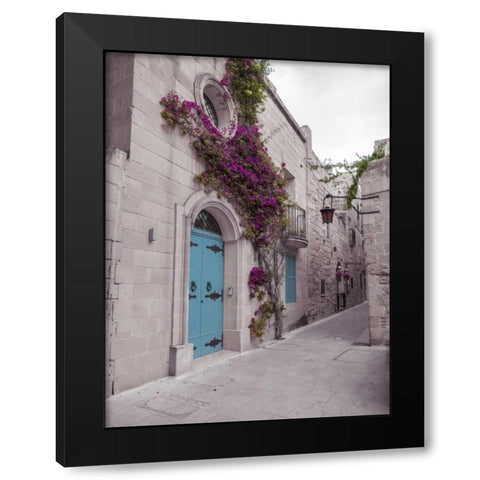 Traditional houses on narrow lanes of Mdina, Malta Black Modern Wood Framed Art Print by Frank, Assaf