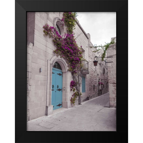 Traditional houses on narrow lanes of Mdina, Malta Black Modern Wood Framed Art Print by Frank, Assaf