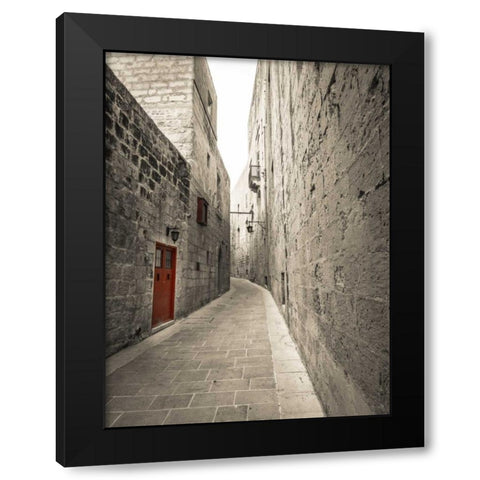 Traditional houses on narrow lanes of Mdina, Malta Black Modern Wood Framed Art Print by Frank, Assaf