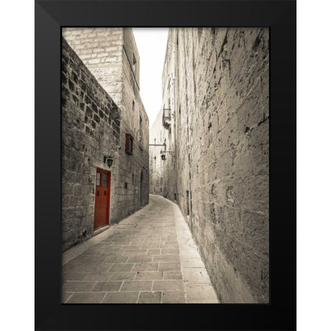 Traditional houses on narrow lanes of Mdina, Malta Black Modern Wood Framed Art Print by Frank, Assaf