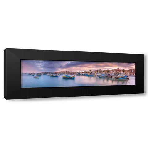 Marsaxlokk harbour, Malta Black Modern Wood Framed Art Print with Double Matting by Frank, Assaf