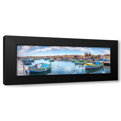 Marsaxlokk harbour, Malta Black Modern Wood Framed Art Print with Double Matting by Frank, Assaf