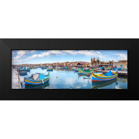 Marsaxlokk harbour, Malta Black Modern Wood Framed Art Print by Frank, Assaf