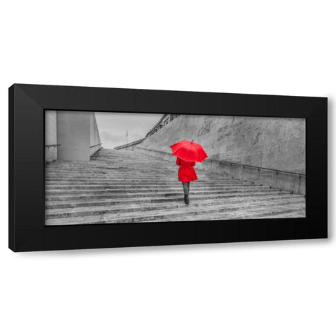 Tourist with red umbrella, Malta Black Modern Wood Framed Art Print with Double Matting by Frank, Assaf