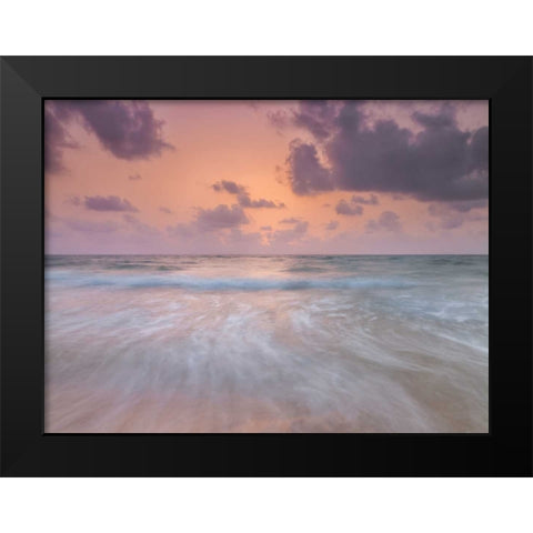 Tranquil beach with cloudscapes Black Modern Wood Framed Art Print by Frank, Assaf