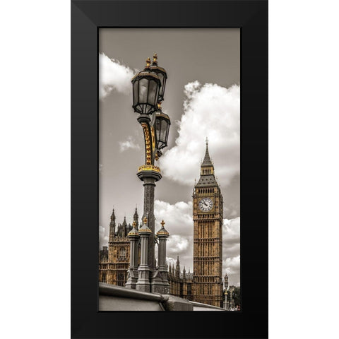 Street lamp with Big Ben in background-London-UK Black Modern Wood Framed Art Print by Frank, Assaf