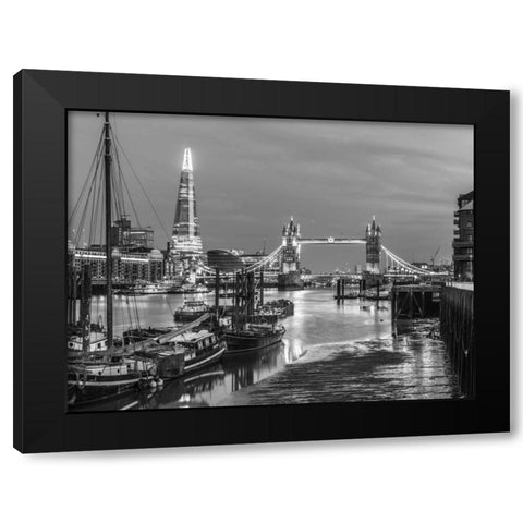 Tower bridge over river Thames in London, UK Black Modern Wood Framed Art Print with Double Matting by Frank, Assaf