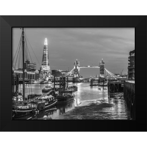 Tower bridge over river Thames in London, UK Black Modern Wood Framed Art Print by Frank, Assaf