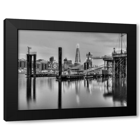 Tower bridge over river Thames in London, UK Black Modern Wood Framed Art Print with Double Matting by Frank, Assaf