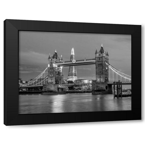 Tower bridge over river Thames in London, UK Black Modern Wood Framed Art Print with Double Matting by Frank, Assaf