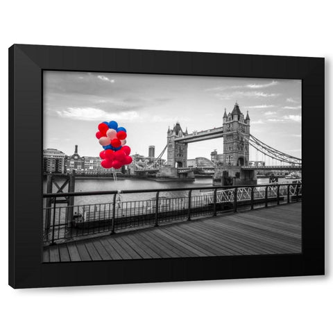Balloons on promenade near Tower bridge, London, UK Black Modern Wood Framed Art Print with Double Matting by Frank, Assaf