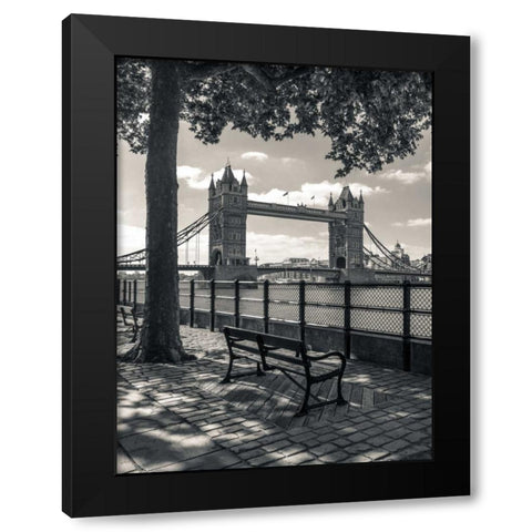 Thames promenade with Tower bridge in background, London, UK Black Modern Wood Framed Art Print with Double Matting by Frank, Assaf