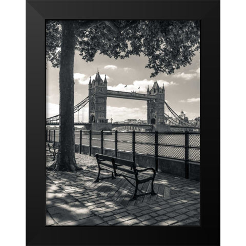 Thames promenade with Tower bridge in background, London, UK Black Modern Wood Framed Art Print by Frank, Assaf