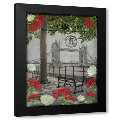 Thames promenade with Tower bridge in background, London, UK Black Modern Wood Framed Art Print with Double Matting by Frank, Assaf