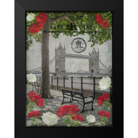 Thames promenade with Tower bridge in background, London, UK Black Modern Wood Framed Art Print by Frank, Assaf