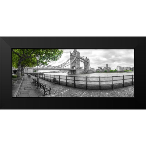 Thames promenade with Tower bridge in background, London, UK Black Modern Wood Framed Art Print by Frank, Assaf