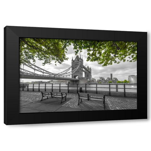 Thames promenade with Tower bridge in background, London, UK Black Modern Wood Framed Art Print with Double Matting by Frank, Assaf