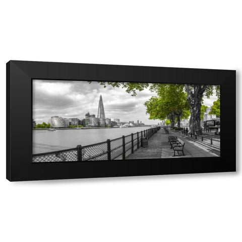 Thames promenade with The Shard in background, London, UK Black Modern Wood Framed Art Print with Double Matting by Frank, Assaf