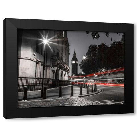 View of Big Ben from street, London, UK Black Modern Wood Framed Art Print with Double Matting by Frank, Assaf