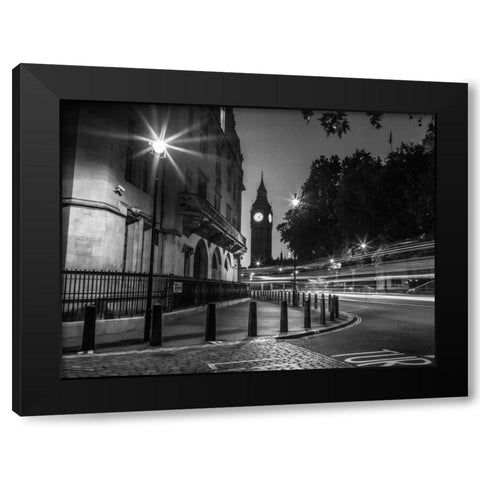 View of Big Ben from street, London, UK Black Modern Wood Framed Art Print with Double Matting by Frank, Assaf