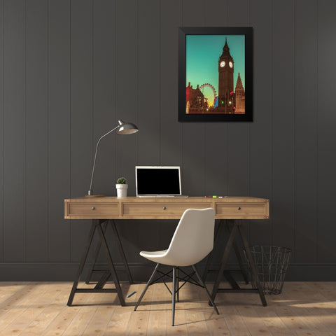 View of Big Ben from street, London, UK, FTBR-1905 Black Modern Wood Framed Art Print by Frank, Assaf